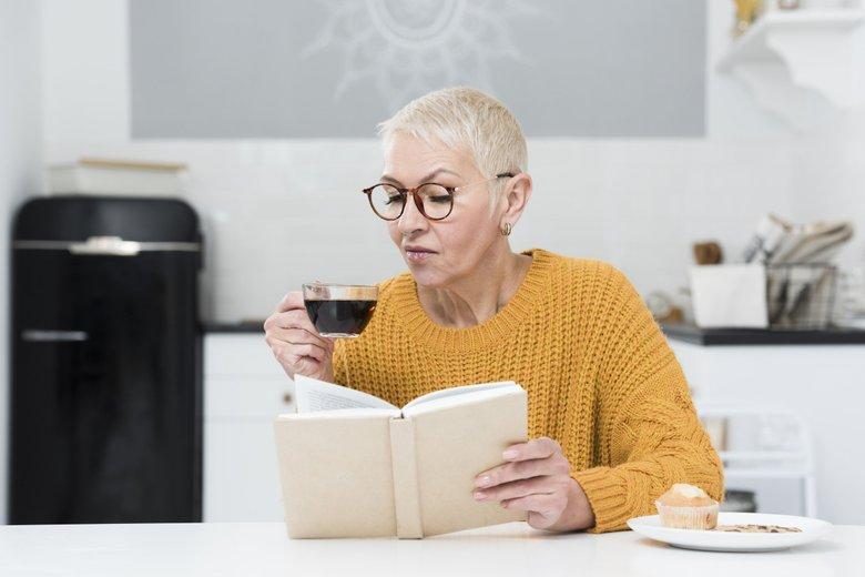 Mature woman reading